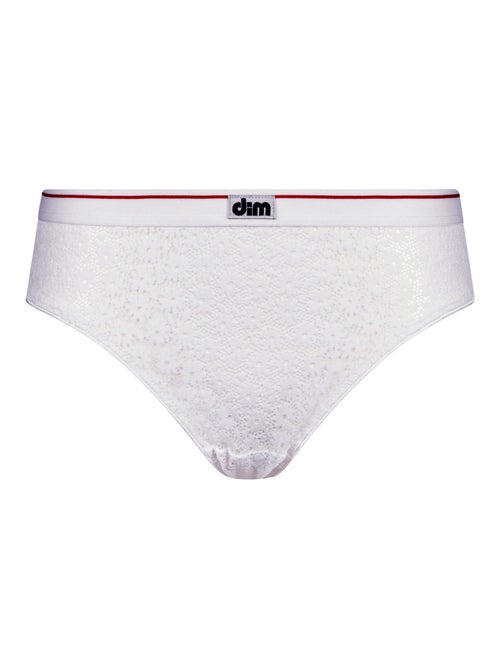 Slip en dentelle blanche et basque tricolore - Kiabi