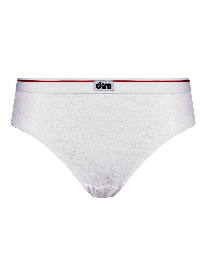 Slip en dentelle blanche et basque tricolore Blanc - Kiabi