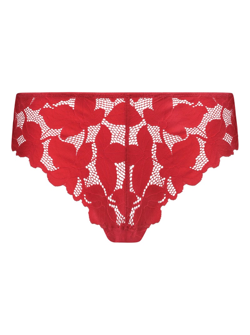 Slip en dentelle florale Dim Lacy Rouge - Kiabi