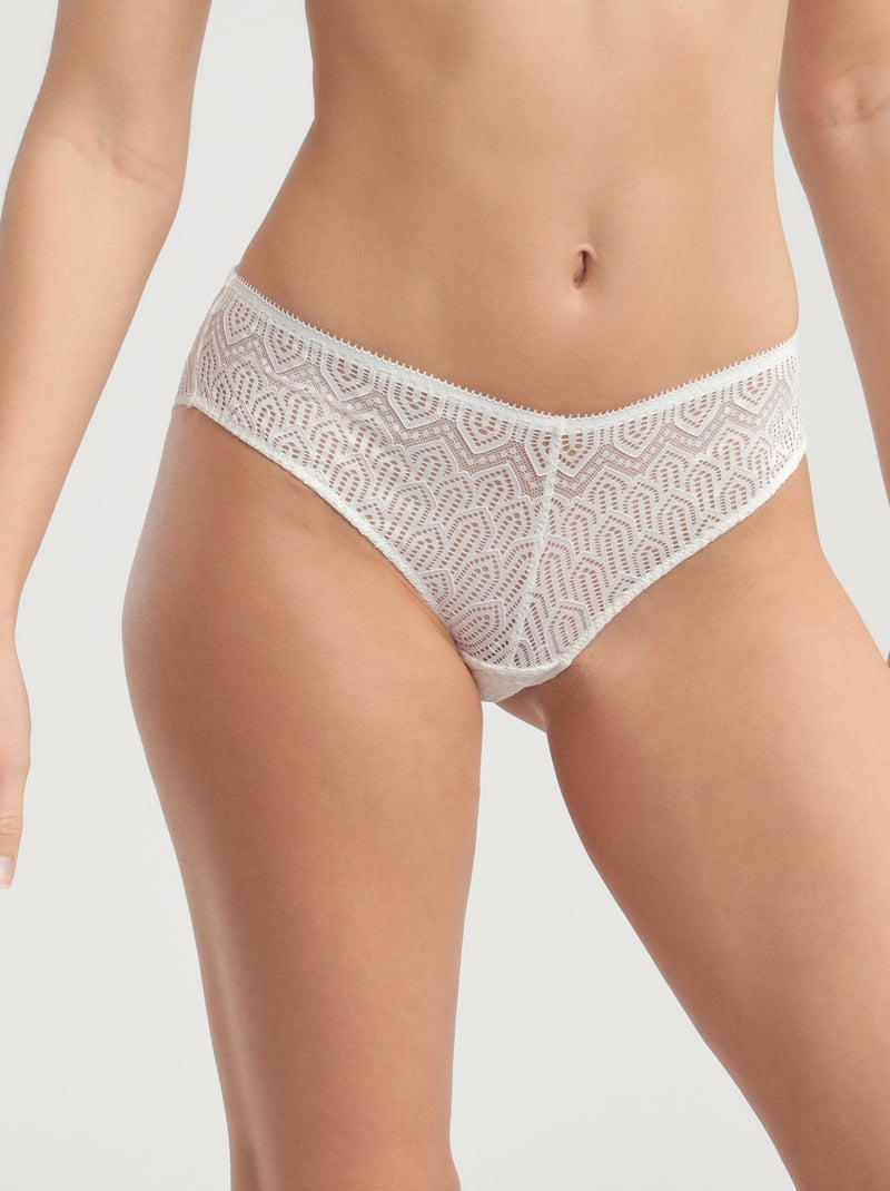 Slip en dentelle graphique motif rayé Mod de Dim Blanc nacré - Kiabi