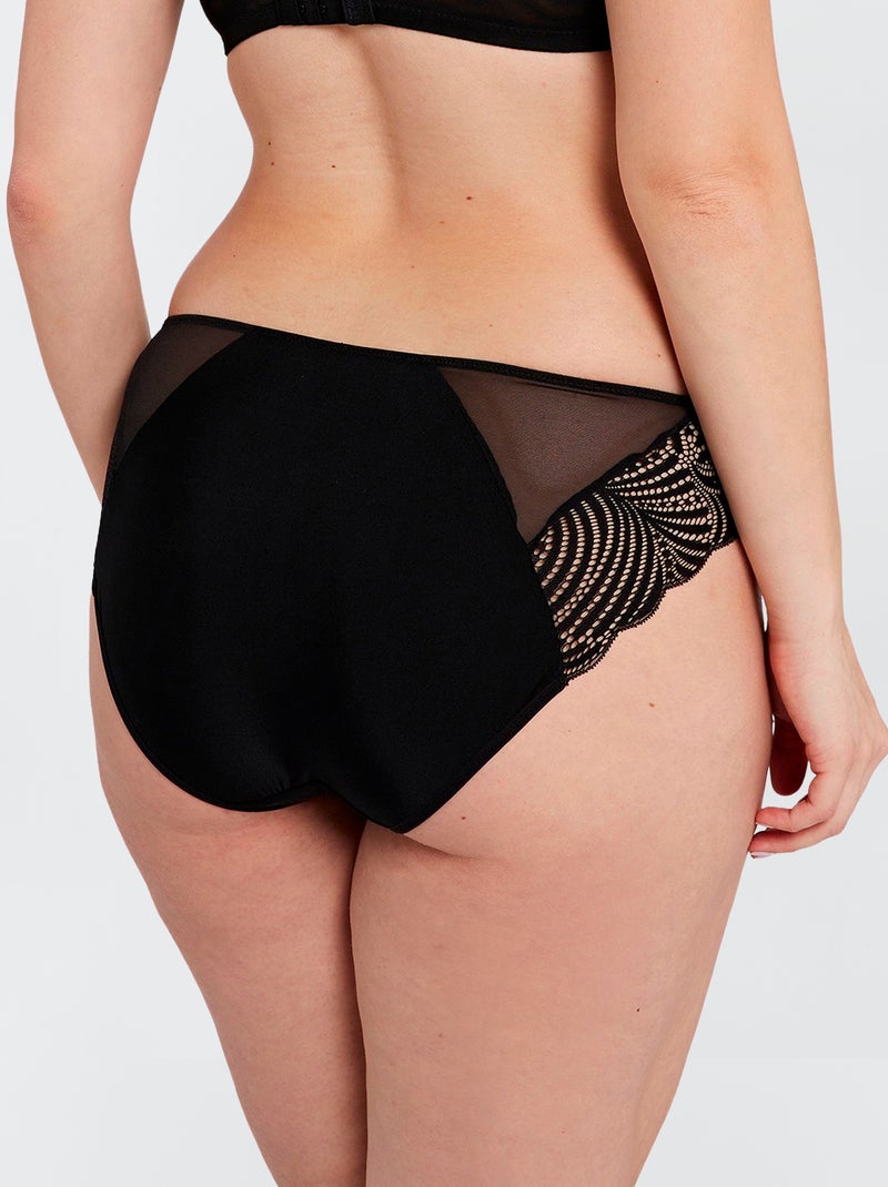 Slip en dentelle 'Sans complexe' Noir - Kiabi