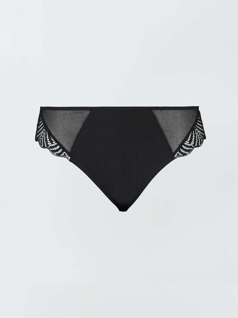Slip en dentelle 'Sans complexe' Noir - Kiabi