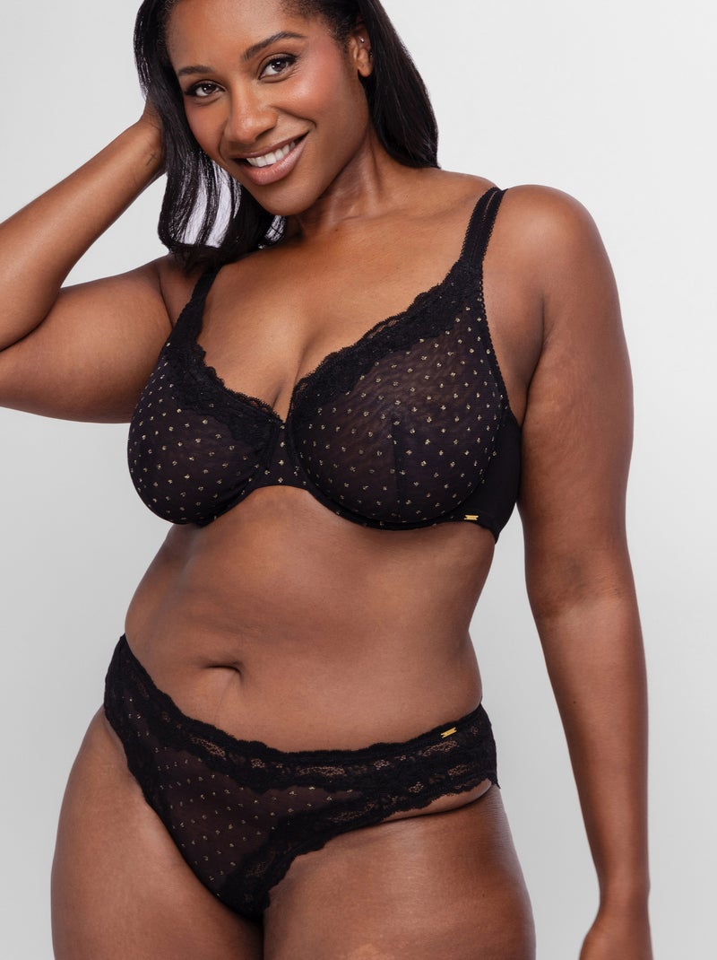 Slip en maille à pois scintillants origins Dorina Noir - Kiabi