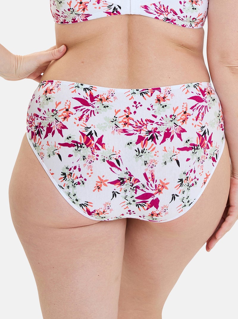 Slip flora sans complexe lingerie Blanc Rose - Kiabi