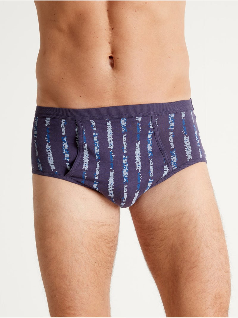 Slip haut ouvert pur coton lot de 4 - DAXON Bleu marine - Kiabi