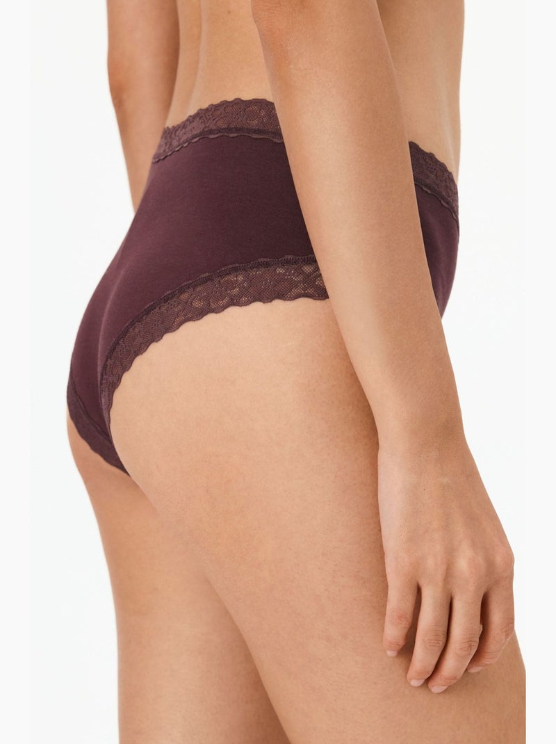 Slip hipster confortable en coton penti Rouge bordeaux - Kiabi