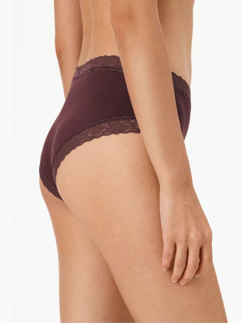 Slip hipster confortable en coton penti Rouge bordeaux - Kiabi