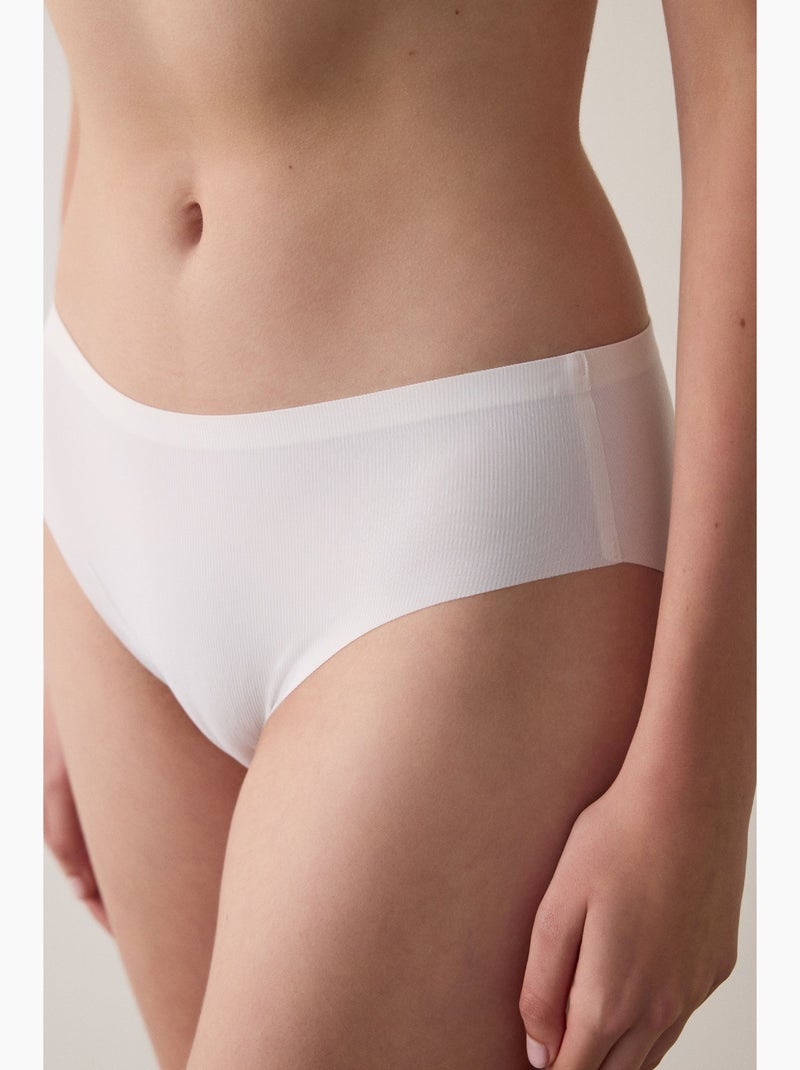 Slip hipster côtelé taille basse invisible penti Blanc - Kiabi
