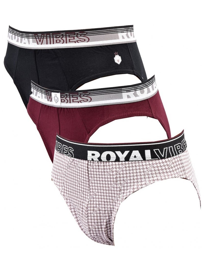 Slip Homme TRESS COTON - Pack de 3 Noir Bordeaux Gris - Kiabi