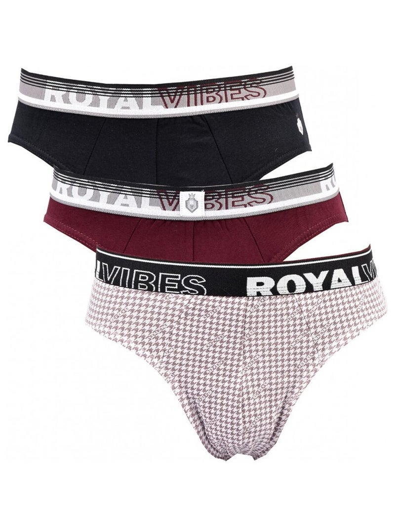 Slip Homme TRESS COTON - Pack de 3 Noir Bordeaux Gris - Kiabi