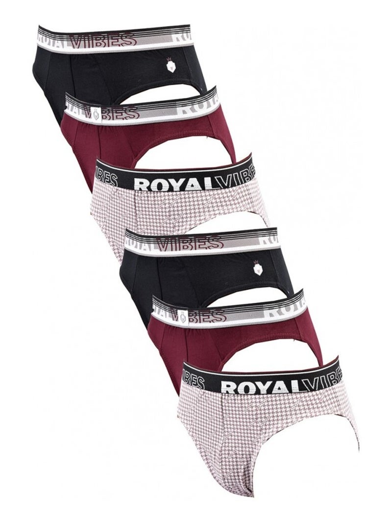 Slip Homme TRESS COTON - Pack de 6 Noir Bordeaux Gris - Kiabi