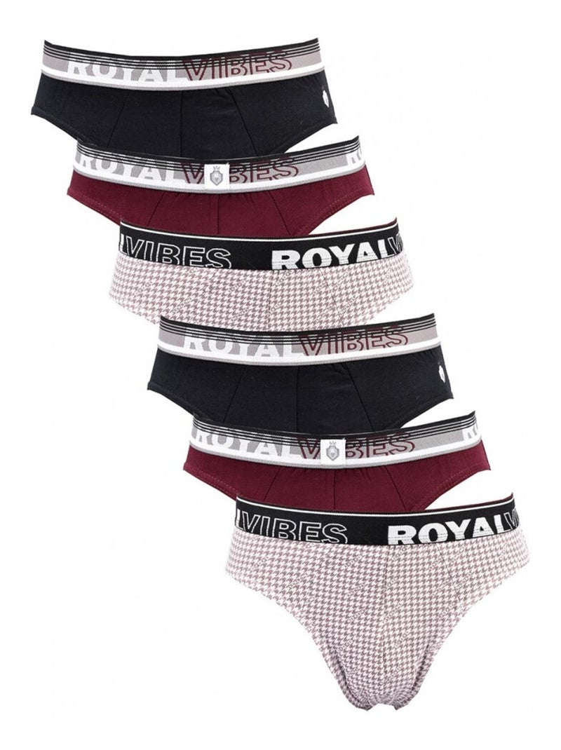 Slip Homme TRESS COTON - Pack de 6 Noir Bordeaux Gris - Kiabi