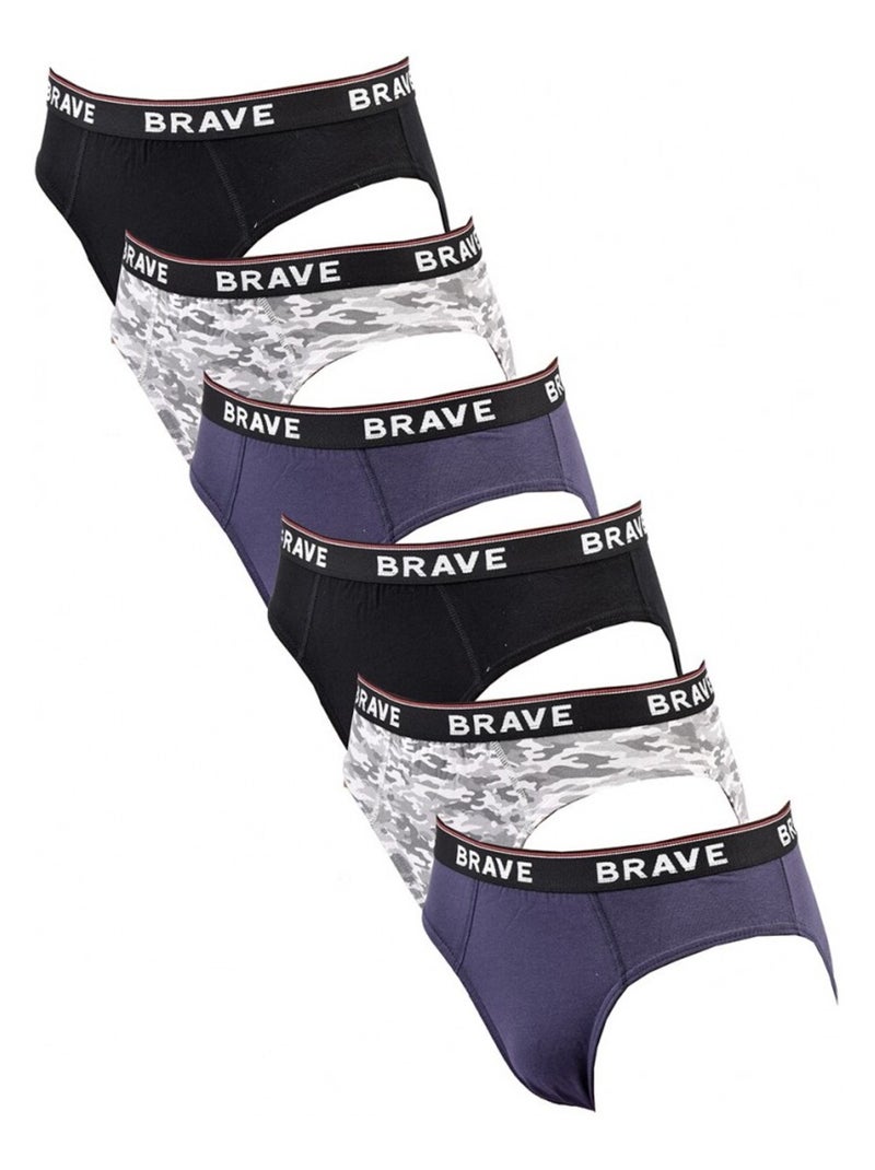 Slip Homme TRESS COTON - Pack de 6 Noir Multicolore Bleu - Kiabi