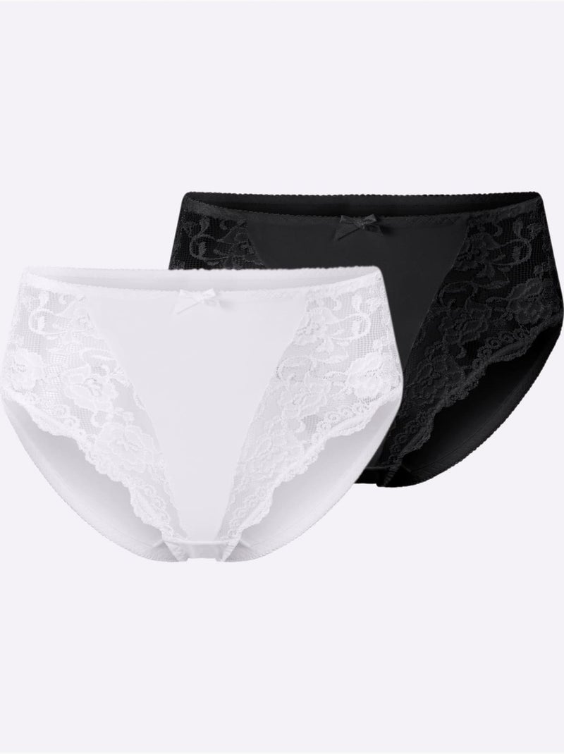 Slip Jersey Fin - Taille Standard - Witt - Lot de 2 Blanc Noir - Kiabi
