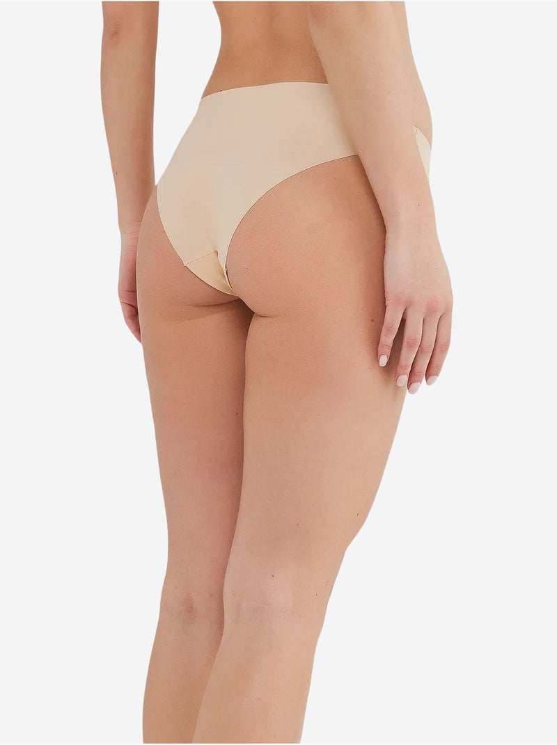 Slip lisse sans couture taille mi-haute à découpe laser penti Beige argile - Kiabi