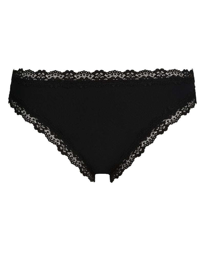 Slip Micro Dentelle Noir - Kiabi