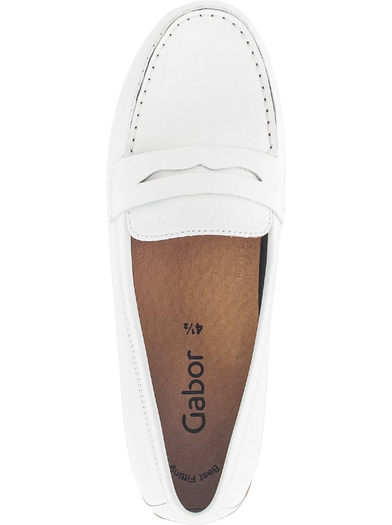 Slip-ons blanc en cuir lisse Blanc - Kiabi