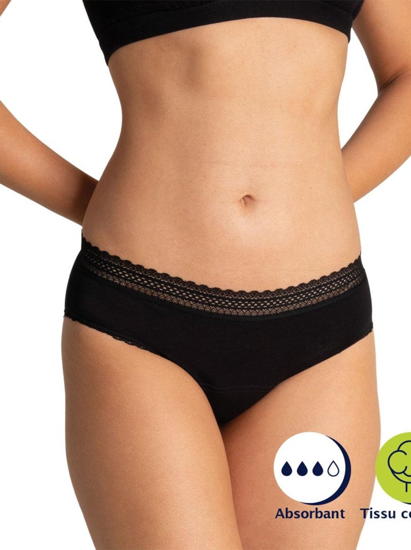 Slip pour les règles femme Athena Noir - Kiabi