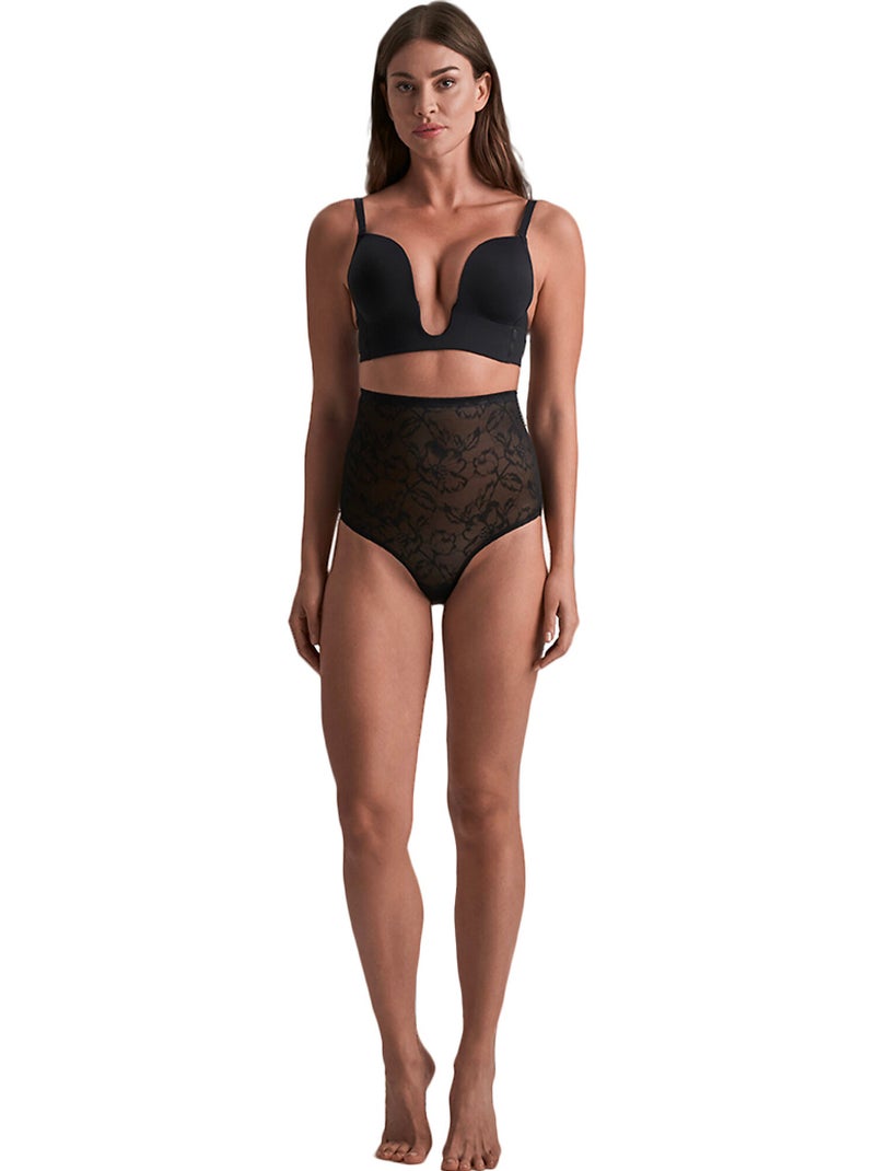 Slip shapewear taille ultra haute en dentelle Lacy Noir - Kiabi