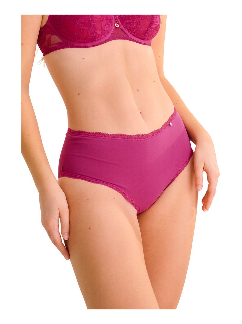 Slip taille haute échancré EVERYDAY Magenta - Kiabi