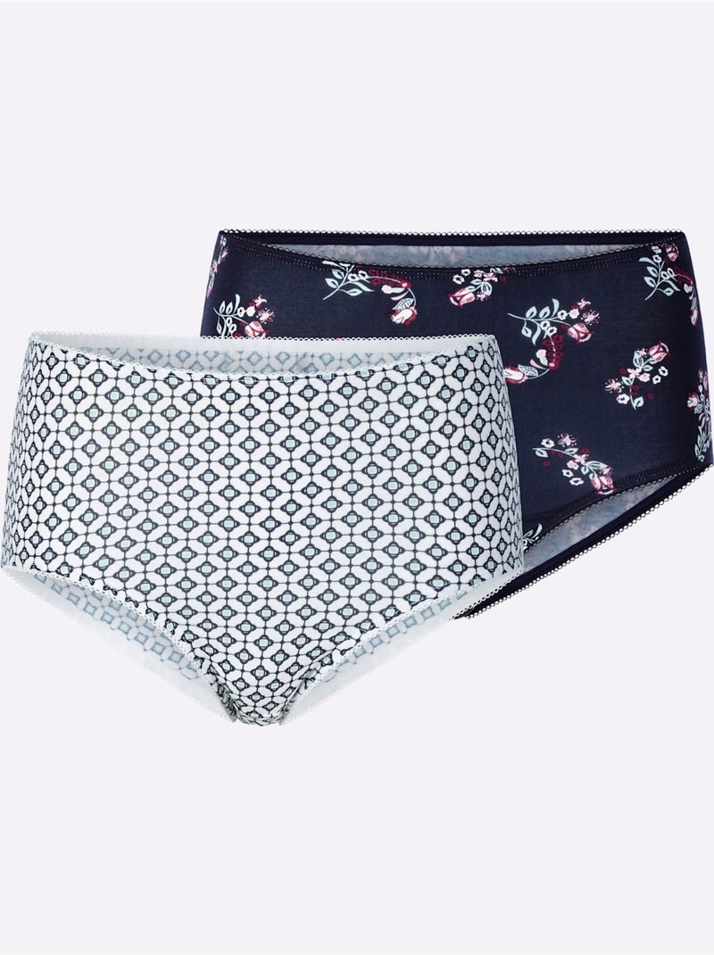 Slip Taille Haute Jersey Fin - Taille Standard - Moda Vilona - Lot de 2 Bleu Vert - Kiabi