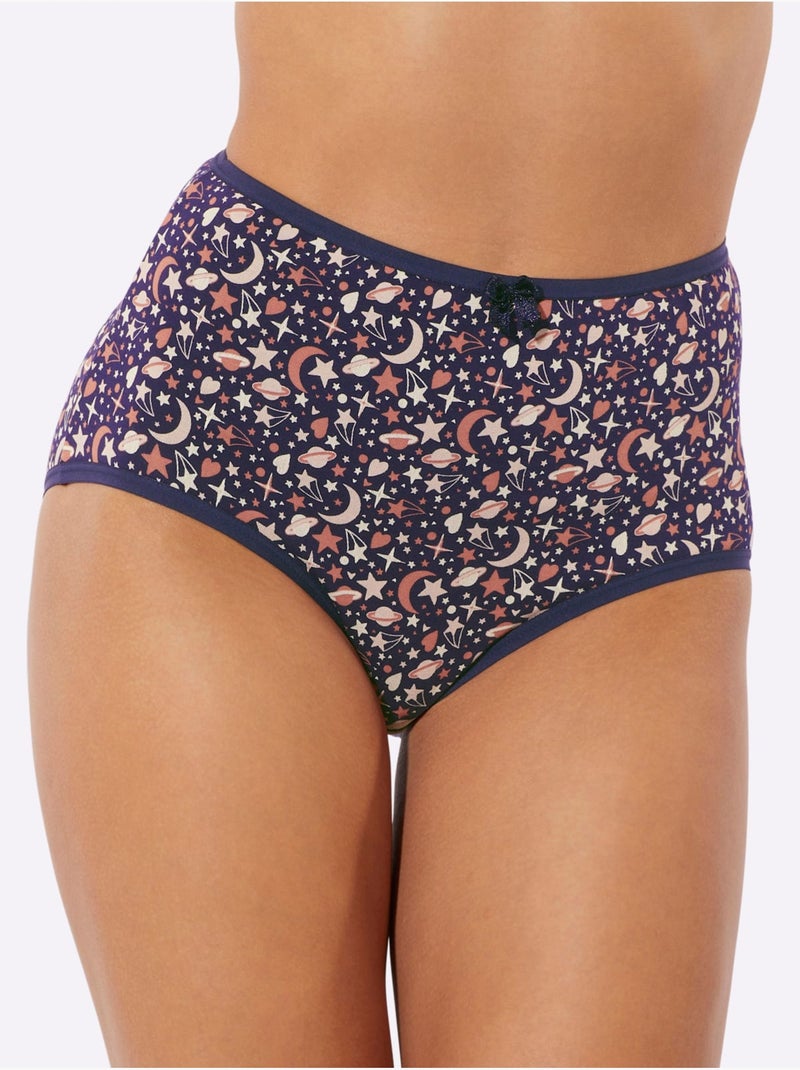 Slip Taille Haute Jersey Fin - Taille Standard - Moda Vilona - Lot de 3 Bleu marine - Kiabi