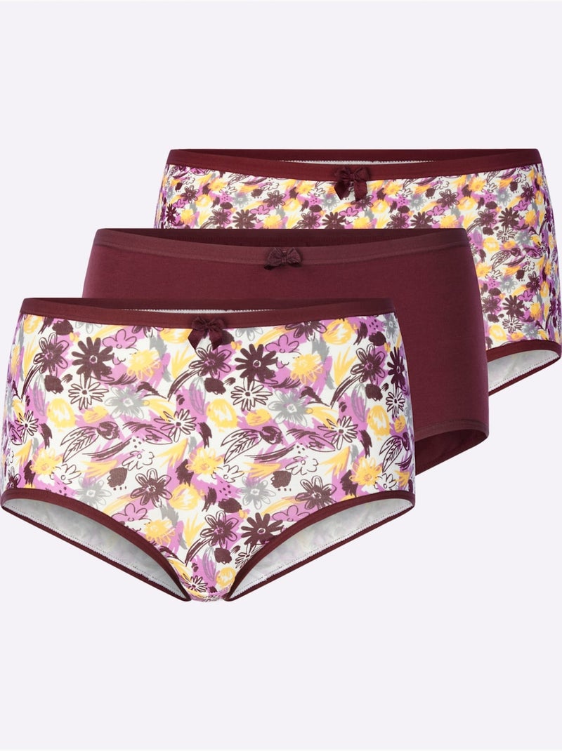 Slip Taille Haute Jersey Fin - Taille Standard - Moda Vilona - Lot de 3 Bordeaux - Kiabi