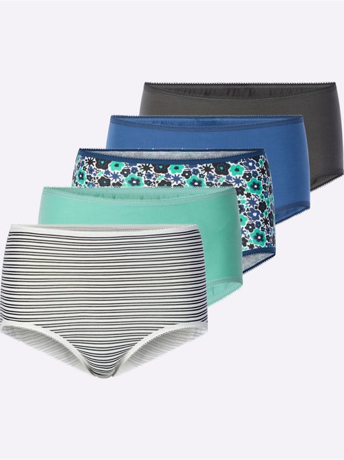 Slip Taille Haute Jersey Fin - Taille Standard - Moda Vilona - Lot de 5 - Kiabi