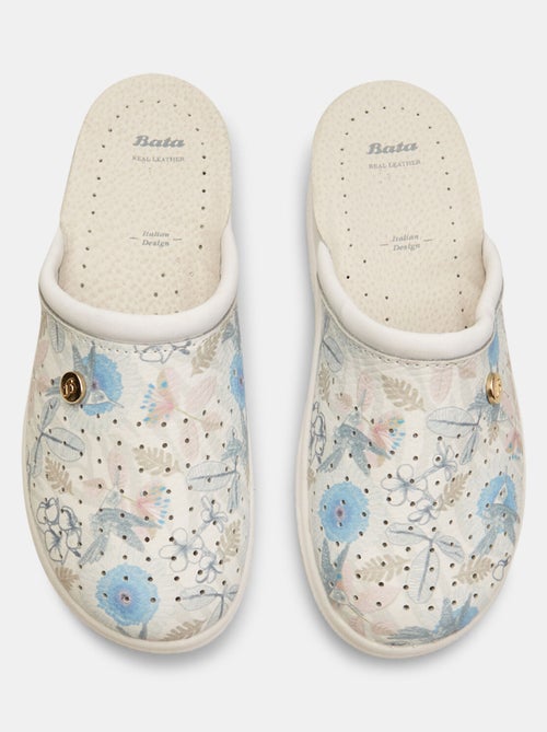 Slippers en cuir avec imprimés BATA - Kiabi