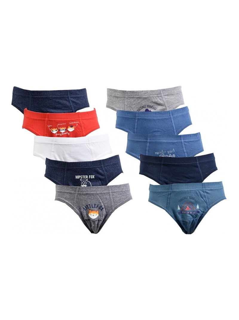 Slips Enfant TWINDAY en coton - Pack de 10 Multicolore - Kiabi