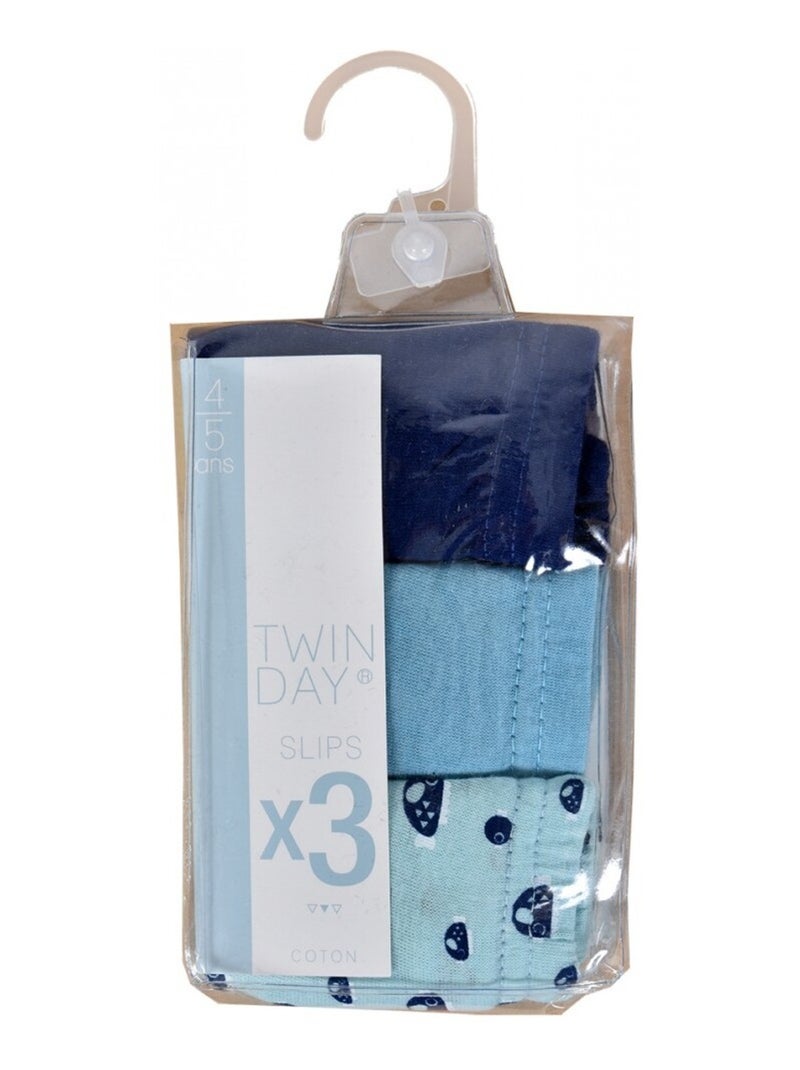 Slips Enfant TWINDAY en coton - Pack de 3 Bleu Bleu marine - Kiabi