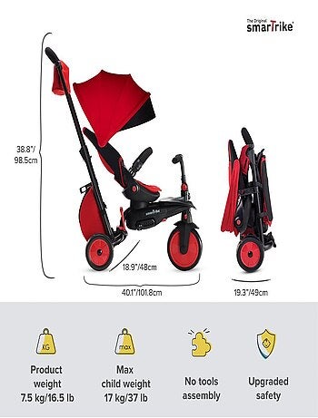 'Smartrike' Tricycle pliable STR7 Rouge