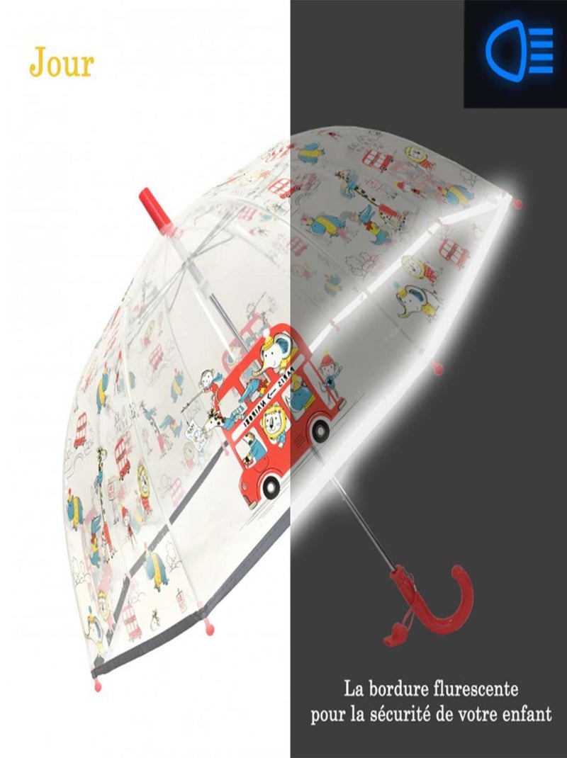 SMATI | Parapluie enfant transparent Animaux Rouge - Kiabi