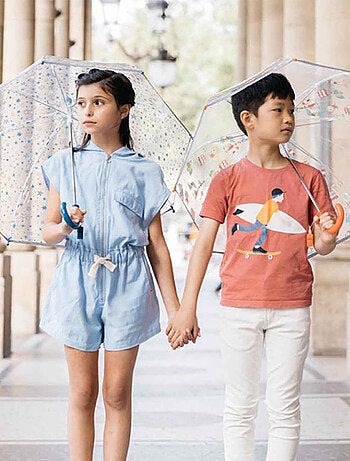 SMATI | Parapluie enfant transparent Étoiles Bleu