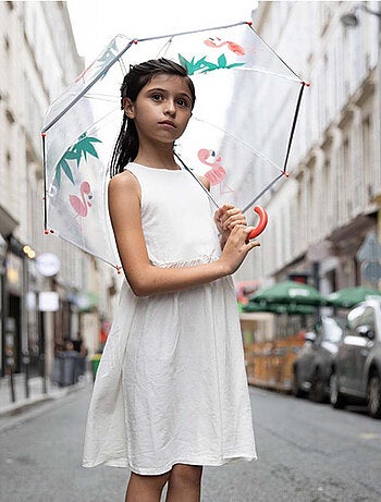 SMATI | Parapluie enfant transparent Flamant rose