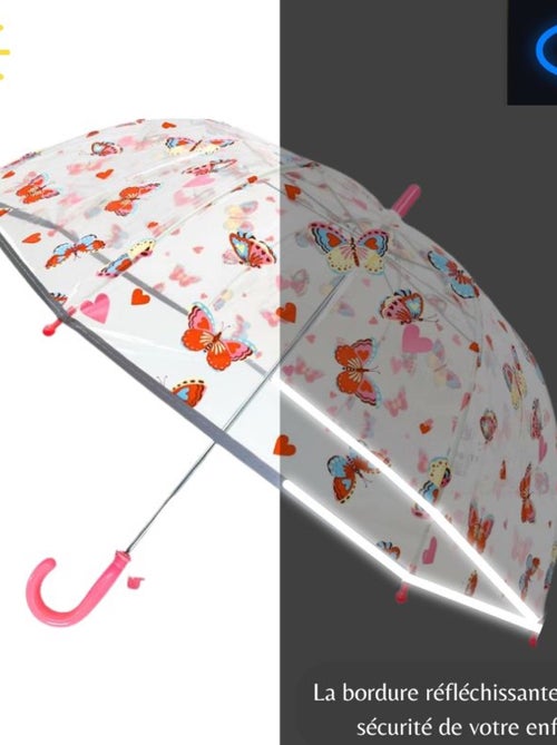 SMATI | Parapluie enfant transparent Papillon - Kiabi