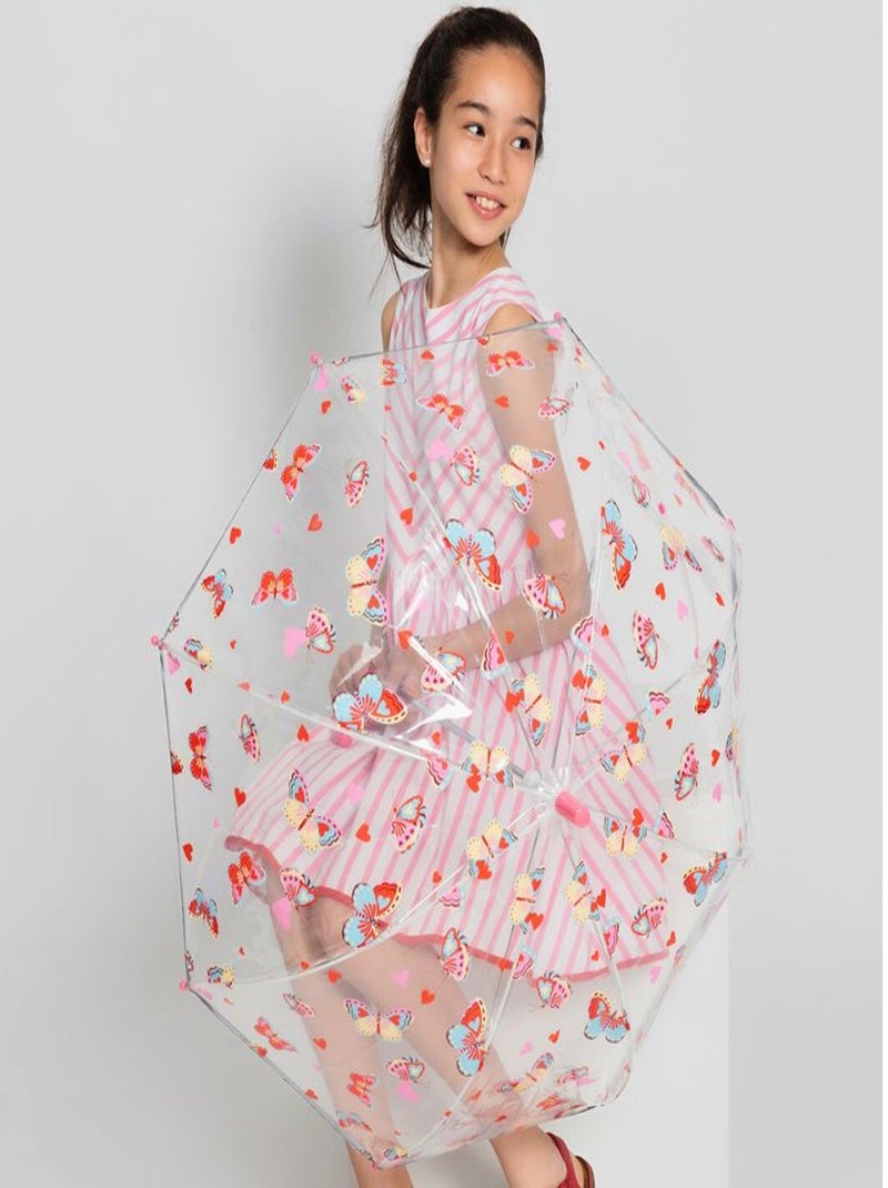 SMATI | Parapluie enfant transparent Papillon Rouge - Kiabi