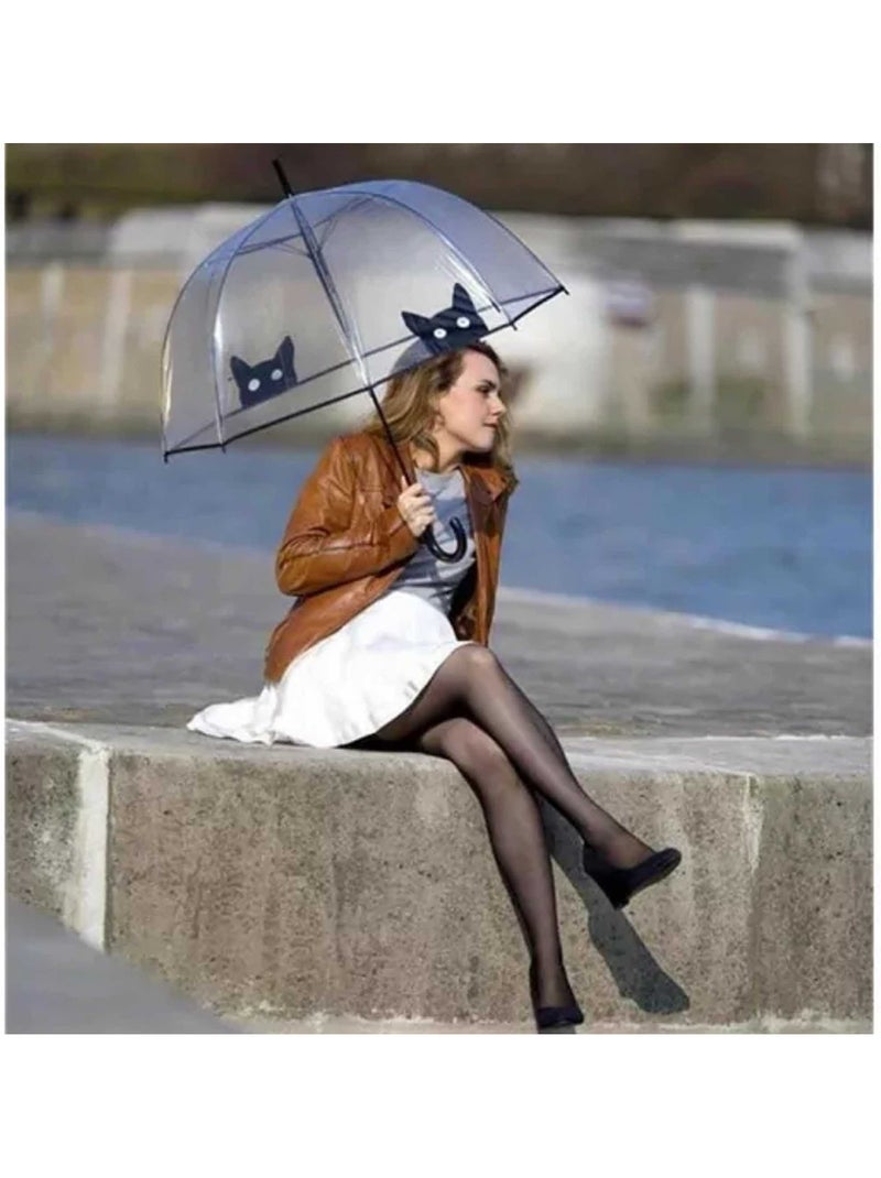 Smati | parapluie transparent long et automatique chat Noir - Kiabi