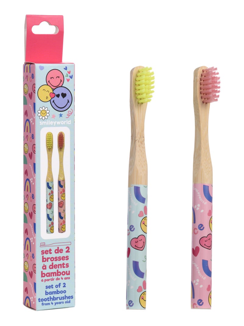 Smiley - Set de 2 Brosses à Dents en Bambou N/A - Kiabi