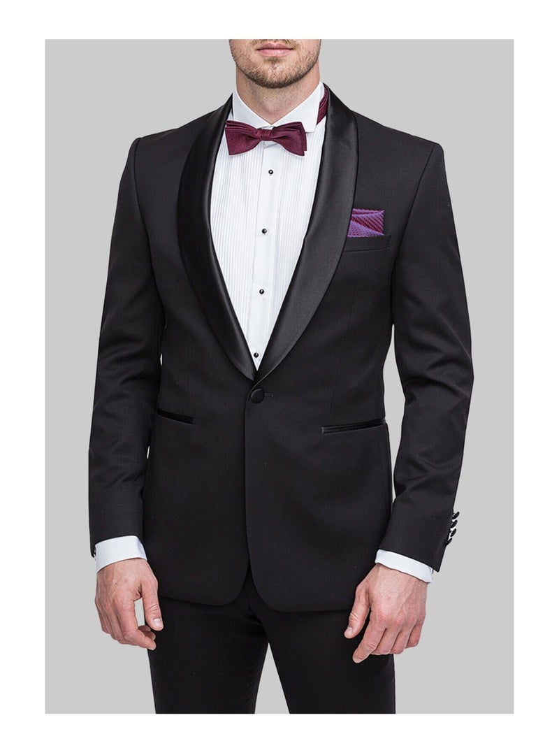 Smoking à col châle en satin Kebello Noir Noir - Kiabi