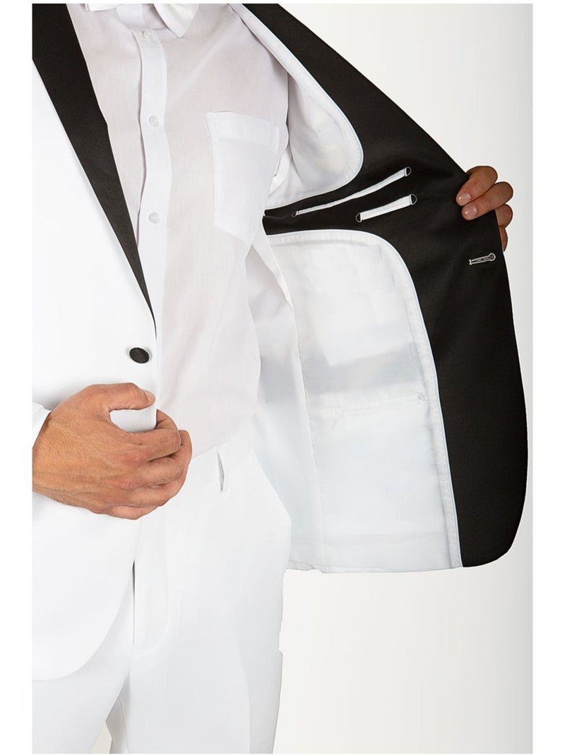 Smoking à revers en satin Kebello Blanc - Kiabi