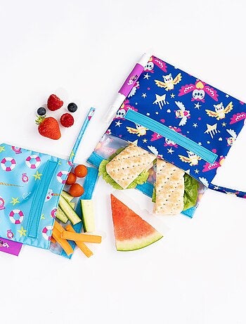 Snack & Doodle ™ Sacs à goûter Tidy Tot - Chouettes/Bord de mer