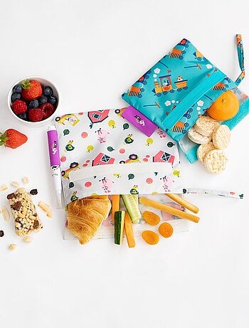 Snack & Doodle ™ Sacs à goûter Tidy Tot - Ferme/Trains