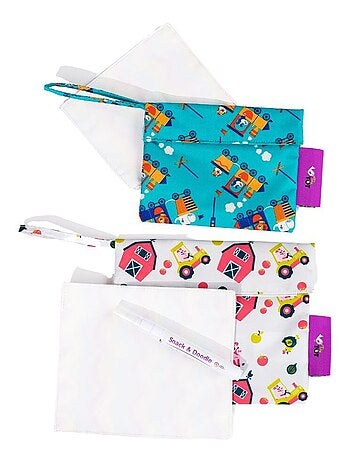 Snack & Doodle ™ Sacs à goûter Tidy Tot - Ferme/Trains