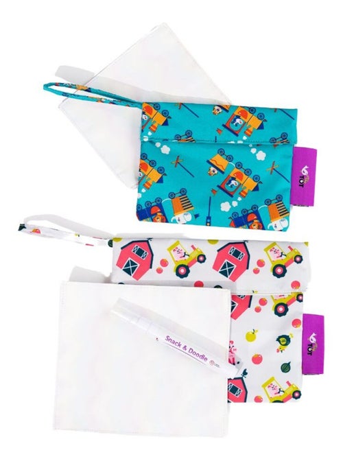 Snack & Doodle ™ Sacs à goûter Tidy Tot - Ferme/Trains - Kiabi