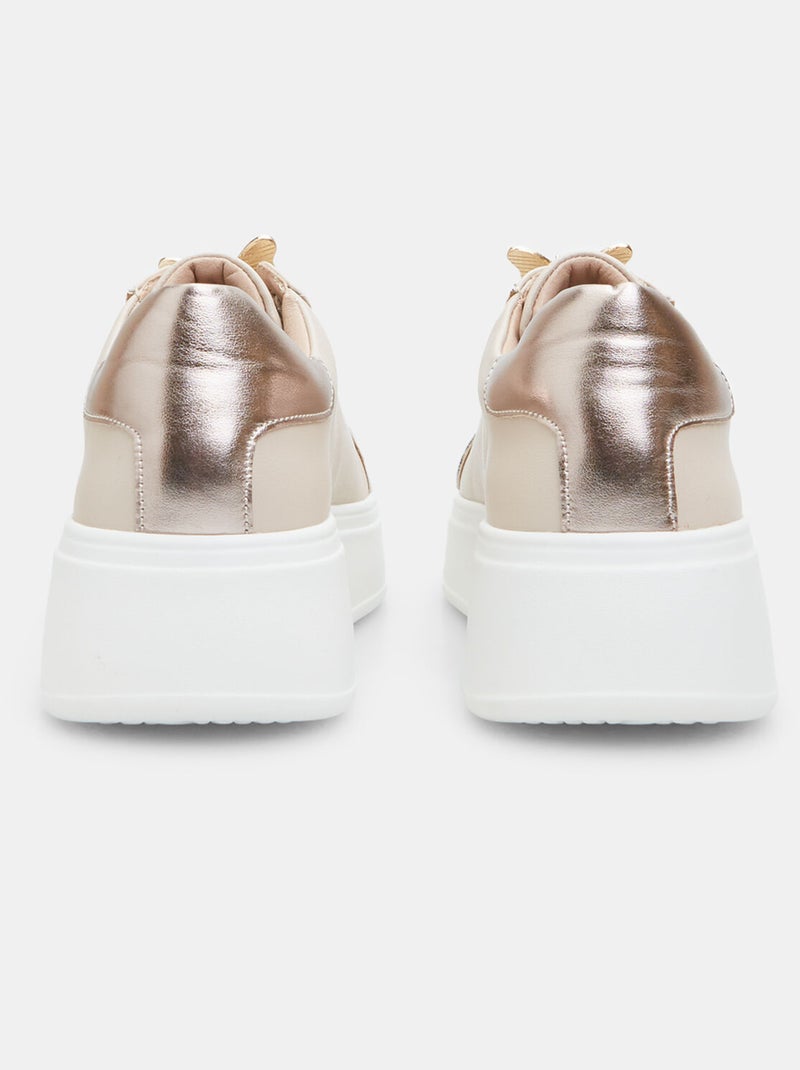 Sneaker avec semelle plateforme 3 cm BATA Beige - Kiabi
