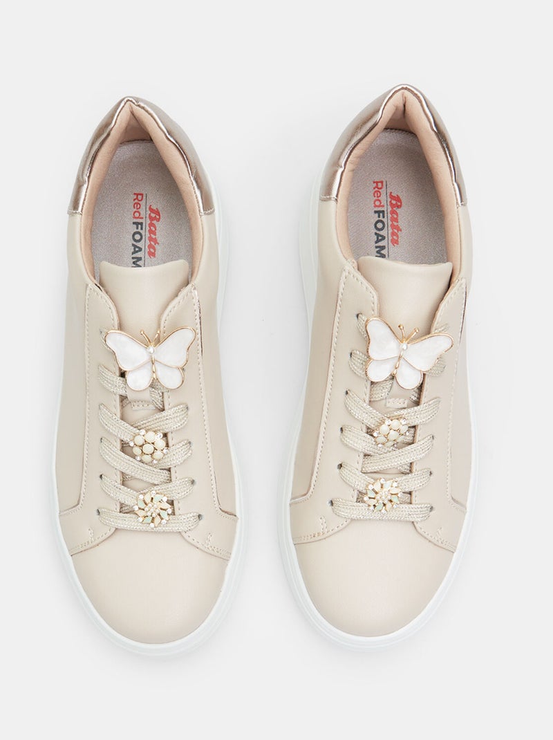 Sneaker avec semelle plateforme 3 cm BATA Beige - Kiabi