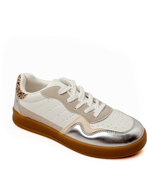 Sneakers à lacets empiècements fantaisie - AFIBEL - Kiabi