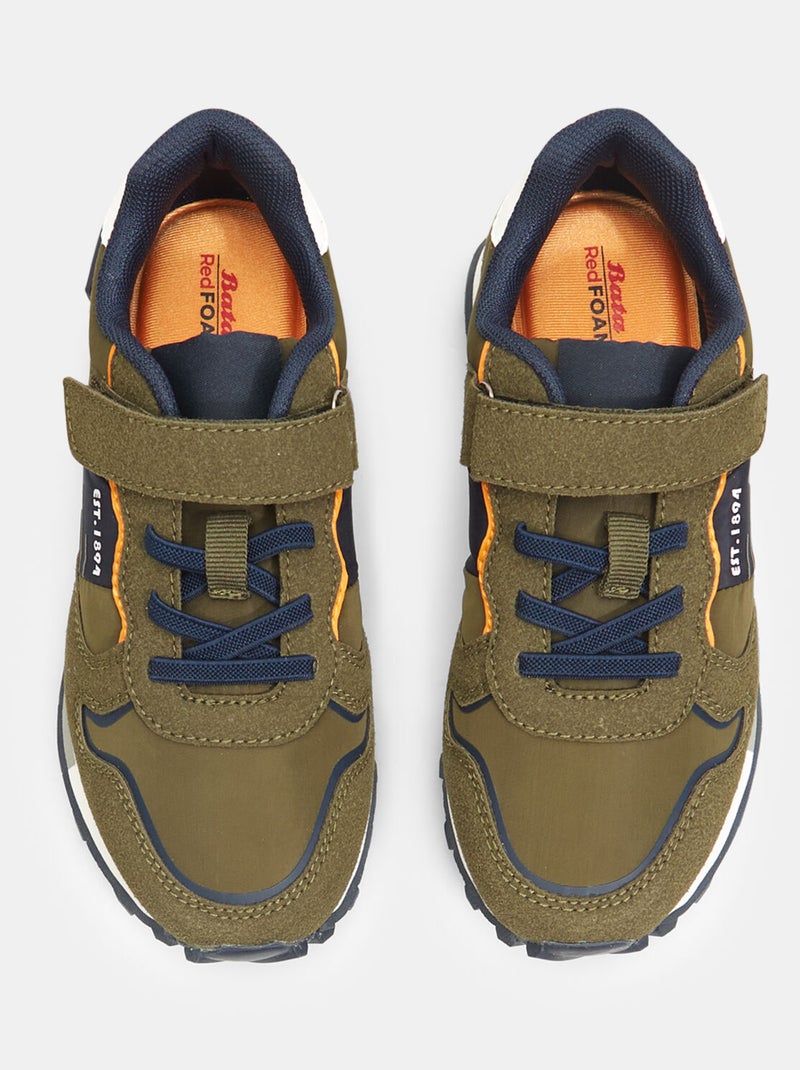 Sneakers avec bande velcro BATA Kaki - Kiabi