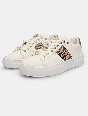 Sneakers avec bandeau animalier et applications bijoux BATA